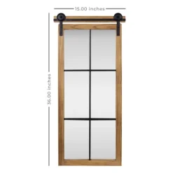 Kirkland's Home Natural Wood Frame Black Metal Window Mirror- Decorative Mirrors