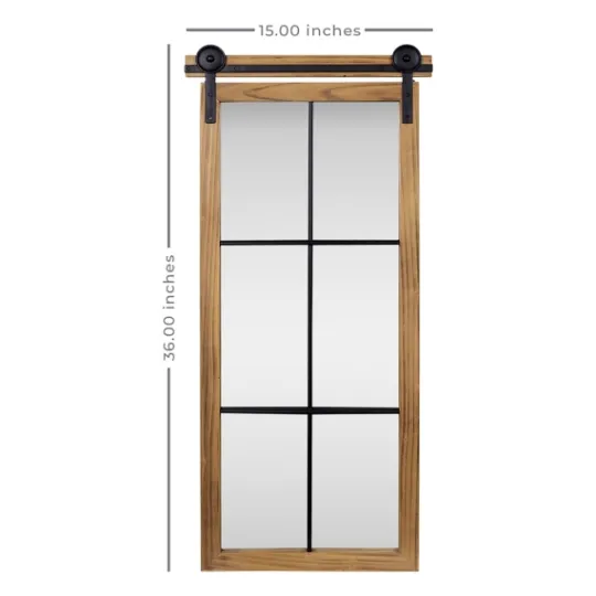 Kirkland's Home Natural Wood Frame Black Metal Window Mirror- Decorative Mirrors