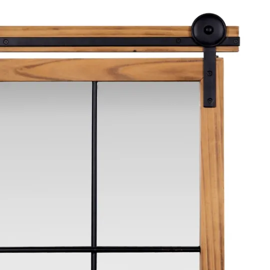 Kirkland's Home Natural Wood Frame Black Metal Window Mirror- Decorative Mirrors