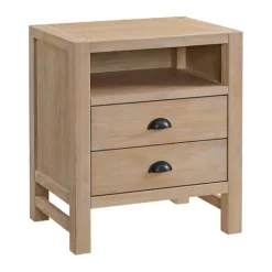 Kirkland's Home Natural Wood Grain Open Storage Nights D- Nightstands