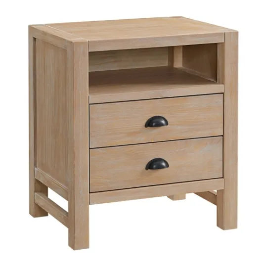 Kirkland's Home Natural Wood Grain Open Storage Nights D- Nightstands
