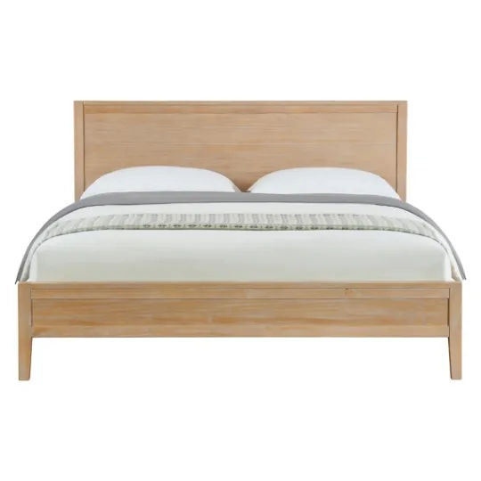 Kirkland's Home Natural Wood Grain Panel King Bed- Beds & Headboards