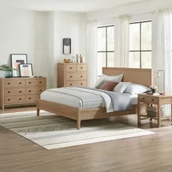 Kirkland's Home Natural Wood Grain Panel Queen Bed- Beds & Headboards