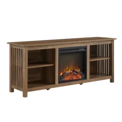 Kirkland's Home Natural Wood Led Fireplace Media Cabinet- Tv Stands & Media Consoles
