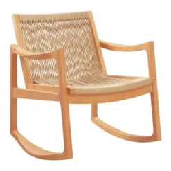 Kirkland's Home Natural Wood Modern Woven Rocking Chair- Accent Chairs