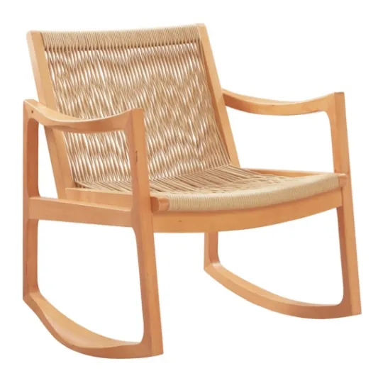 Kirkland's Home Natural Wood Modern Woven Rocking Chair- Accent Chairs