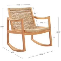 Kirkland's Home Natural Wood Modern Woven Rocking Chair- Accent Chairs