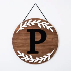Kirkland's Home Natural Wood Monogram P Wall Plaque- Monogram Wall Decor