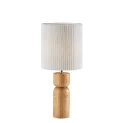 Kirkland's Home Natural Wood Pleated Shade Table Lamp- Table Lamps
