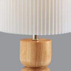 Kirkland's Home Natural Wood Pleated Shade Table Lamp- Table Lamps