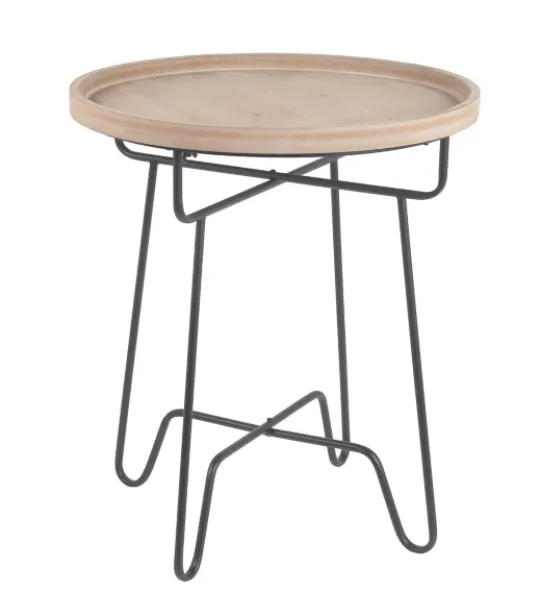 Kirkland's Home Natural Wood Round Tray Top Accent Table- Accent & End Tables