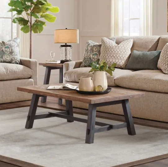 Kirkland's Home Natural Wood Sawhorse Coffee Table, 48X32 In.- Coffee Tables