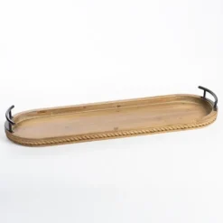 Kirkland's Home Natural Wood Scalloped Edge Decorative Tray- Decorative Trays