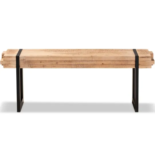 Kirkland's Home Natural Wood Stack Industrial Bench- Benches & Ottomans