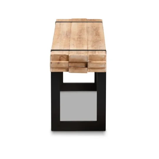 Kirkland's Home Natural Wood Stack Industrial Bench- Benches & Ottomans