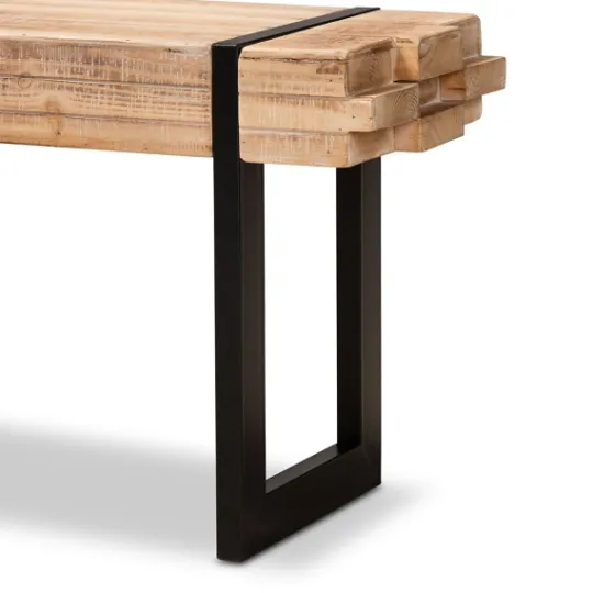Kirkland's Home Natural Wood Stack Industrial Bench- Benches & Ottomans