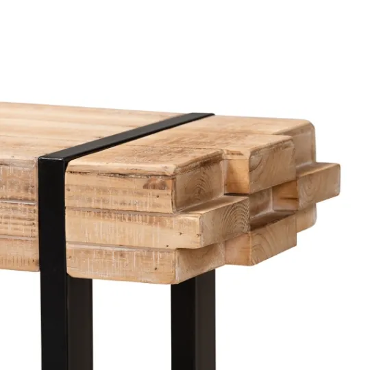 Kirkland's Home Natural Wood Stack Industrial Bench- Benches & Ottomans