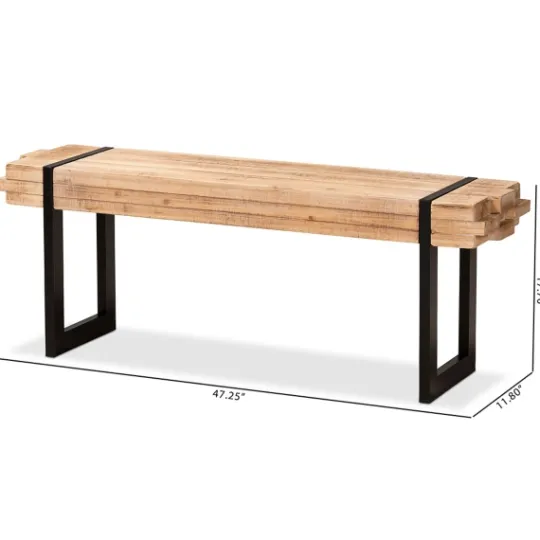 Kirkland's Home Natural Wood Stack Industrial Bench- Benches & Ottomans