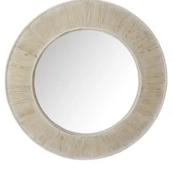 Kirkland's Home Natural Wood Whitewash Round Frame Mirror- Framed Mirrors