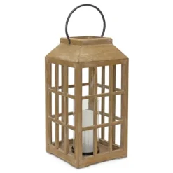 Kirkland's Home Natural Wood Windowpane Lantern, 22 In.- Lanterns