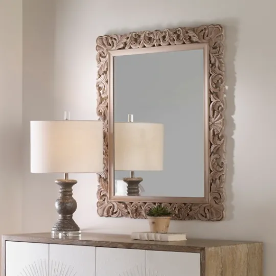 Kirkland's Home Natural Wooden Beveled Wall Mirror- Decorative Mirrors