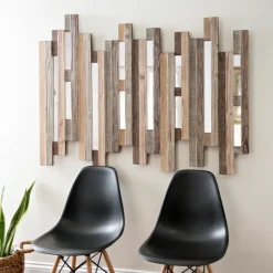 Kirkland's Home Natural Wooden Planks Mirrored Wall Plaque- Wall Plaques