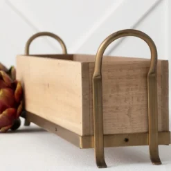 Kirkland's Home Natural Wooden Tray With Metal Handles- Decorative Trays