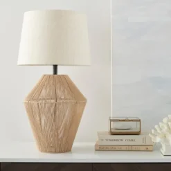 Kirkland's Home Natural Woven Jute Urn Table Lamp- Table Lamps