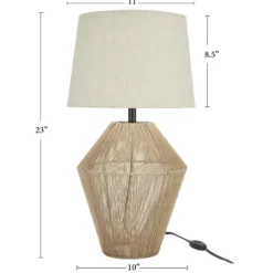 Kirkland's Home Natural Woven Jute Urn Table Lamp- Table Lamps