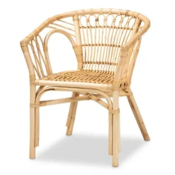 Kirkland's Home Natural Woven Rat Curved Back Dining Chair- Dining Chairs