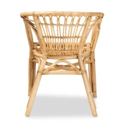 Kirkland's Home Natural Woven Rat Curved Back Dining Chair- Dining Chairs