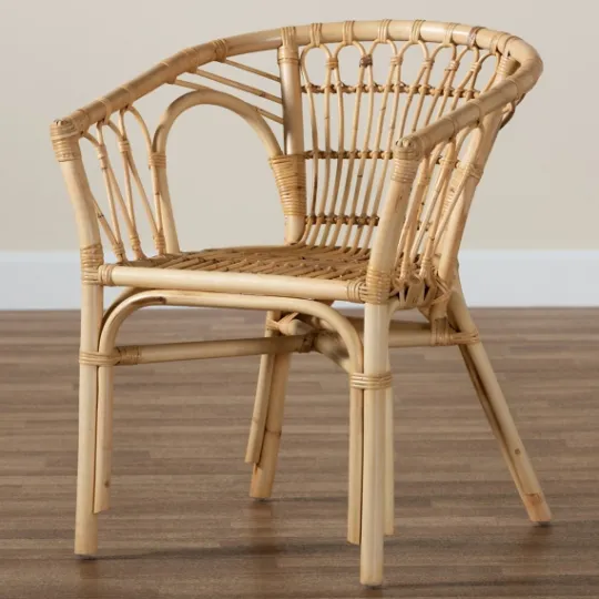 Kirkland's Home Natural Woven Rat Curved Back Dining Chair- Dining Chairs