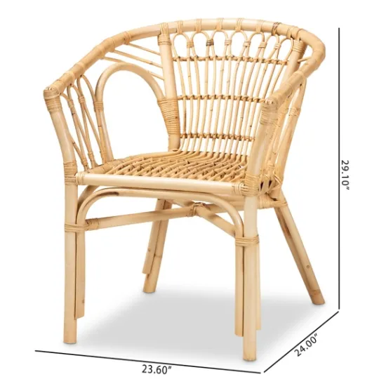 Kirkland's Home Natural Woven Rat Curved Back Dining Chair- Dining Chairs