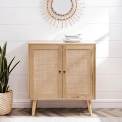 Kirkland's Home Natural Woven Rat Front Cabinet- Cabinets & Sideboards