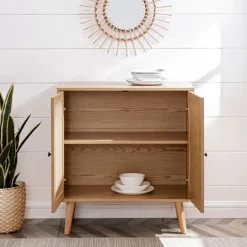 Kirkland's Home Natural Woven Rat Front Cabinet- Cabinets & Sideboards