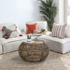 Kirkland's Home Natural Woven Rat Round Coffee Table- Coffee Tables