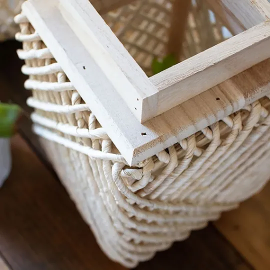 Kirkland's Home Natural Woven Rope And Wood Lanterns, Set Of 2- Lanterns