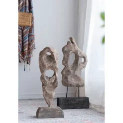 Kirkland's Home Naturally Abstract Raw Wooden Carved Figurine- Statues & Figurines