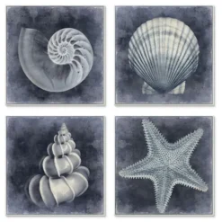Kirkland's Home Nautical Seashells 4-Pc. Canvas Art Print Set- Framed Art