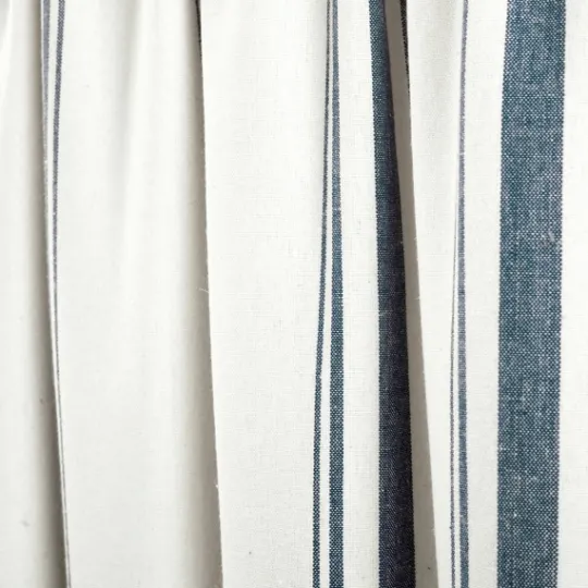 Kirkland's Home Navy & White Stripe Cafe Curtain Panel Set, 24 In.- Curtains & Drapes