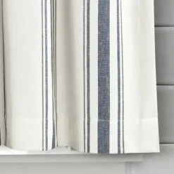 Kirkland's Home Navy & White Stripe Cafe Curtain Panel Set, 24 In.- Curtains & Drapes