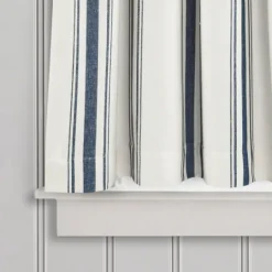 Kirkland's Home Navy & White Stripe Cafe Curtain Panel Set, 36 In.- Curtains & Drapes