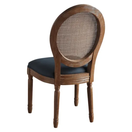 Kirkland's Home Navy And Brown Cane Oval Back Dining Chair- Dining Chairs