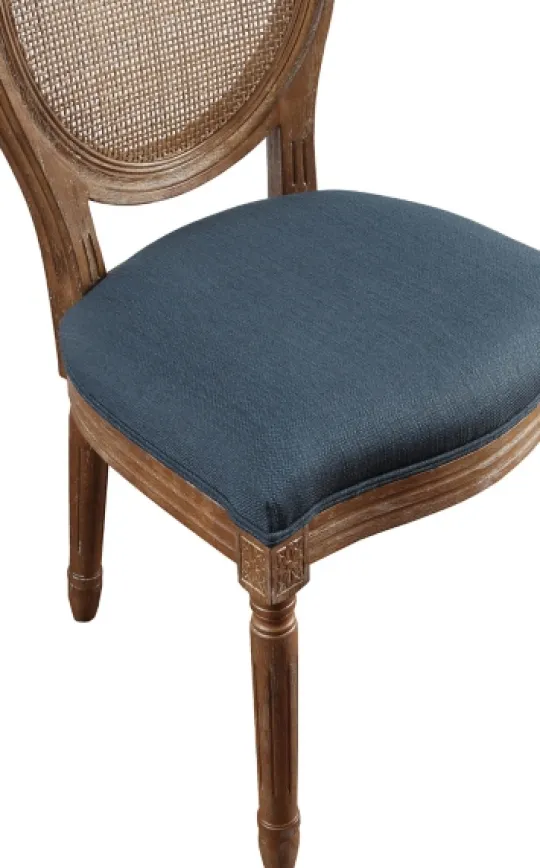Kirkland's Home Navy And Brown Cane Oval Back Dining Chair- Dining Chairs