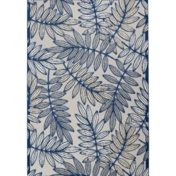 Kirkland's Home Navy And Gray Botanical Outdoor Area Rug, 6X9- Outdoor Rugs