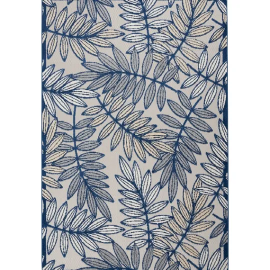 Kirkland's Home Navy And Gray Botanical Outdoor Area Rug, 6X9- Outdoor Rugs