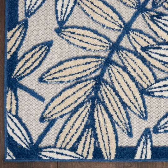 Kirkland's Home Navy And Gray Botanical Outdoor Area Rug, 6X9- Outdoor Rugs