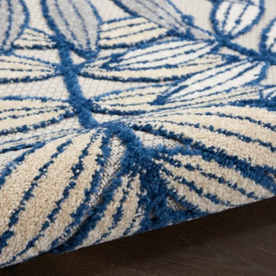 Kirkland's Home Navy And Gray Botanical Outdoor Area Rug, 6X9- Outdoor Rugs
