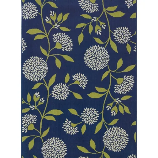 Kirkland's Home Navy And Green Floral Vine Outdoor Area Rug, 3X5- Outdoor Rugs