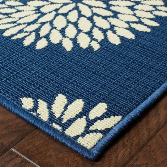 Kirkland's Home Navy And Green Floral Vine Outdoor Area Rug, 5X7- Outdoor Rugs